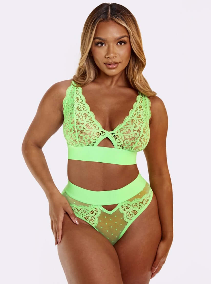 Julisa vibrant lime bralette with keyhole detailing