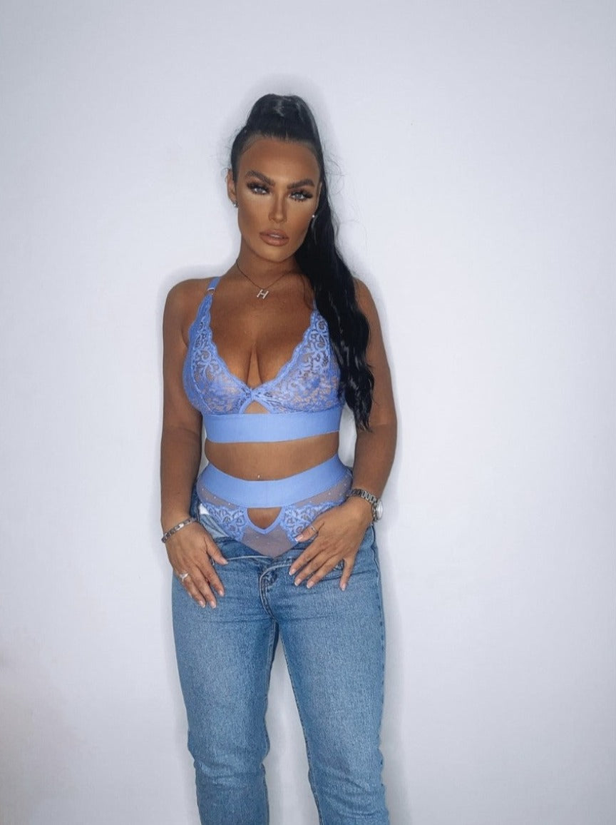 Julisa coralina blue bralette with keyhole detailing