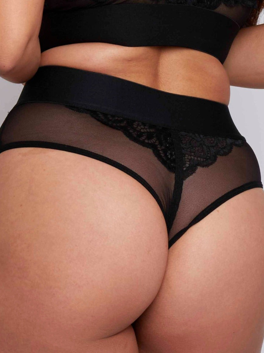 Gia midnight black brazilian with mesh and lace