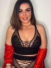 Maya sexy lace longline bralette in midnight black