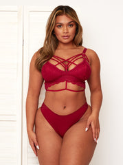 Roxy garnet red bralette with sexy front caging